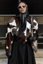 Black and White Leather Moto Jacket