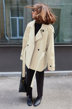 Belted Collared Loose Fit Jacket