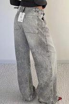 Low Rise Distressed Wide Leg Jeans