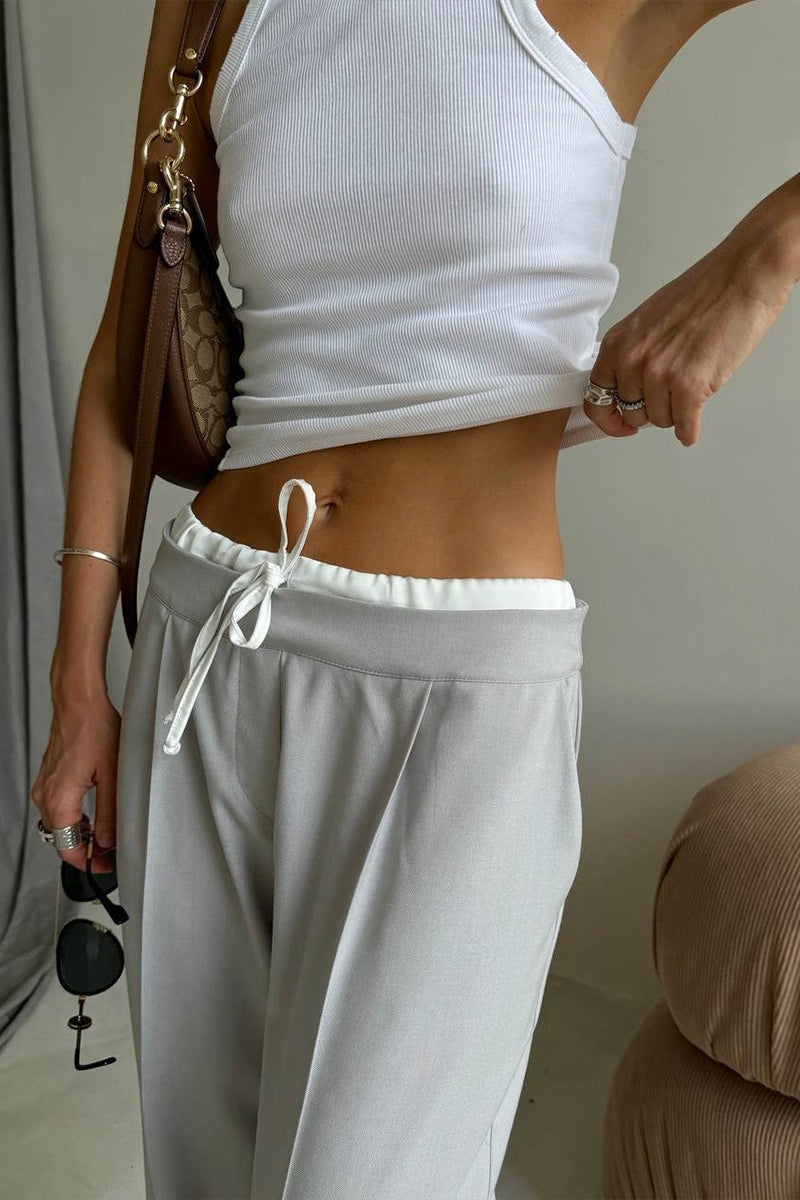 Tie Waist Two Piece Look Trousers Pants