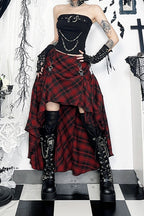 Red Plaid Gothic Adjustable Skirt