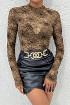 Slim Fit See Through Mesh Blouse