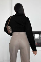 Leather Patchwork Casual Pants