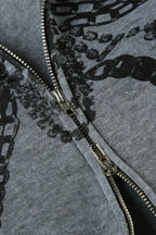 Gothic Skeleton Chain Zip Hoodie