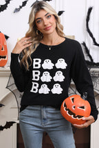 Halloween Embroidered Crew Neck Sweater