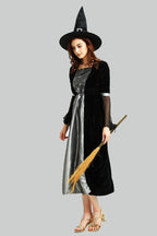 Halloween Witch Cosplay Velvet Maxi Dress