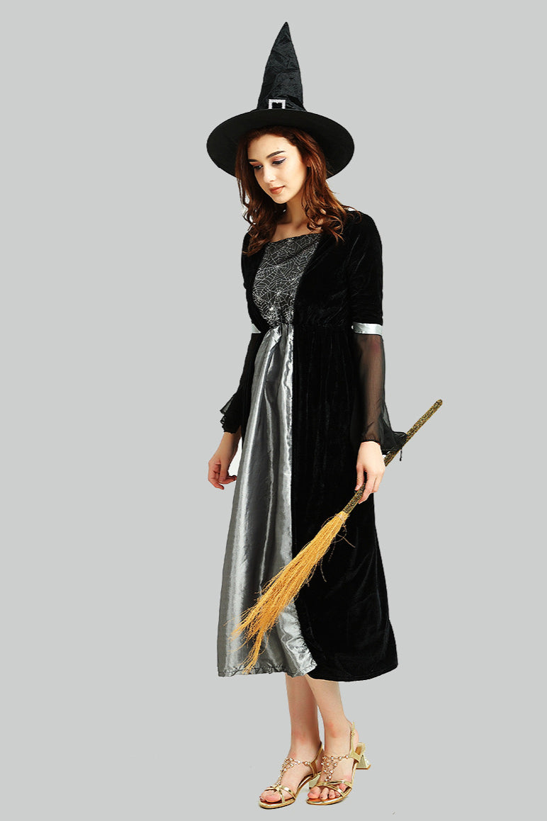 Halloween Witch Cosplay Velvet Maxi Dress
