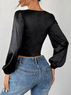 Vintage Lace and Mesh Corset Long Sleeve Blouse