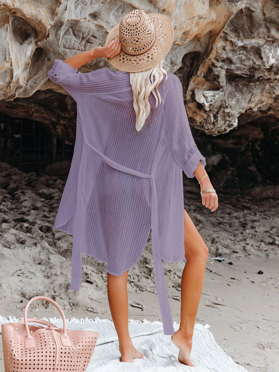 Textured Beach Cover Up Blouse