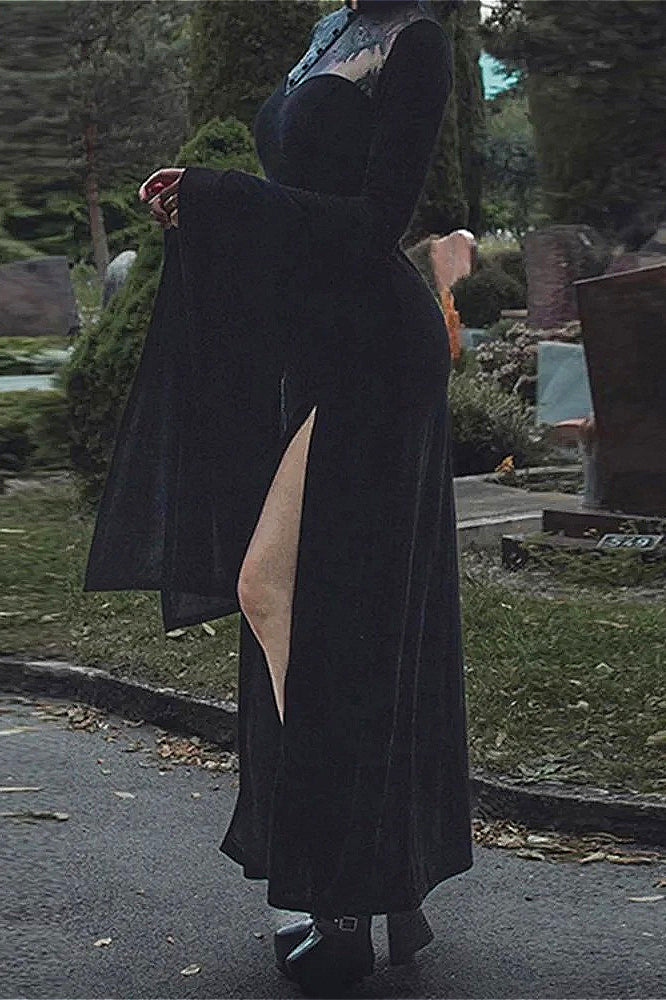Velvet Lace Gothic Halloween Dress