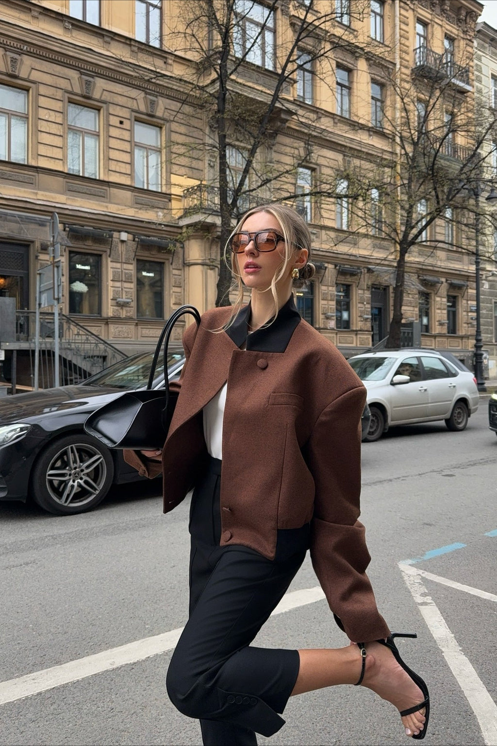 Padded Shoulder Solid Coat