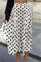 Polka Dot High Waist A-Line Skirt