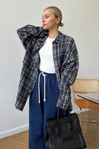 Plaid Striped Mid-Length Blouse