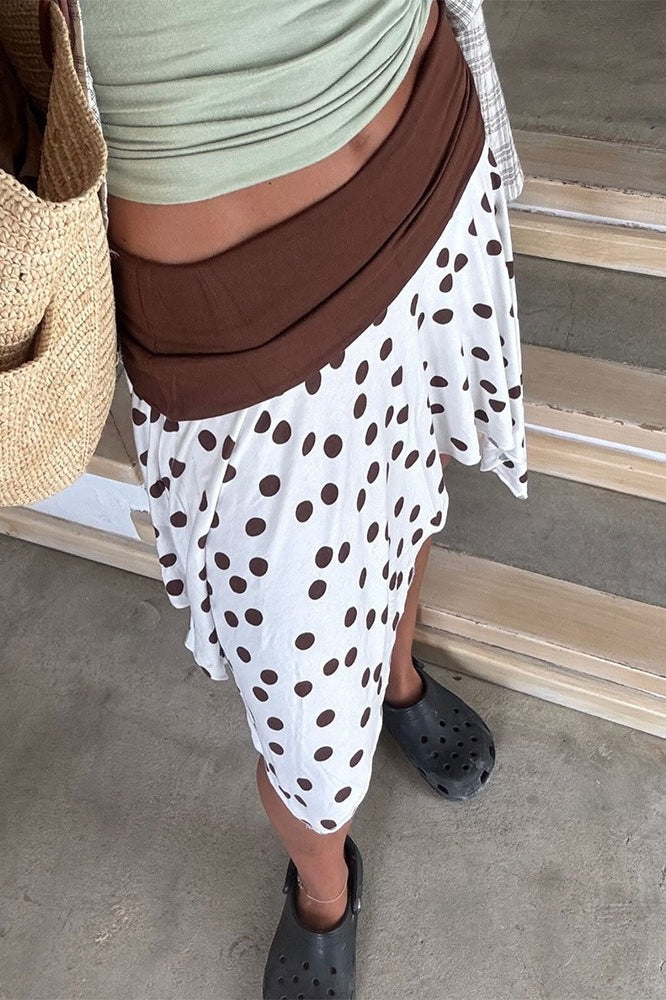 Asymmetrical Polka Dot Slim Skirt