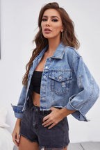Frayed Distressed Denim Coat