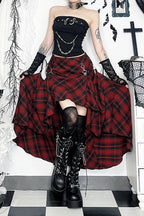Red Plaid Gothic Adjustable Skirt