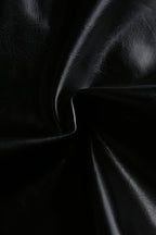 Embroidered Letter PU Leather Coat