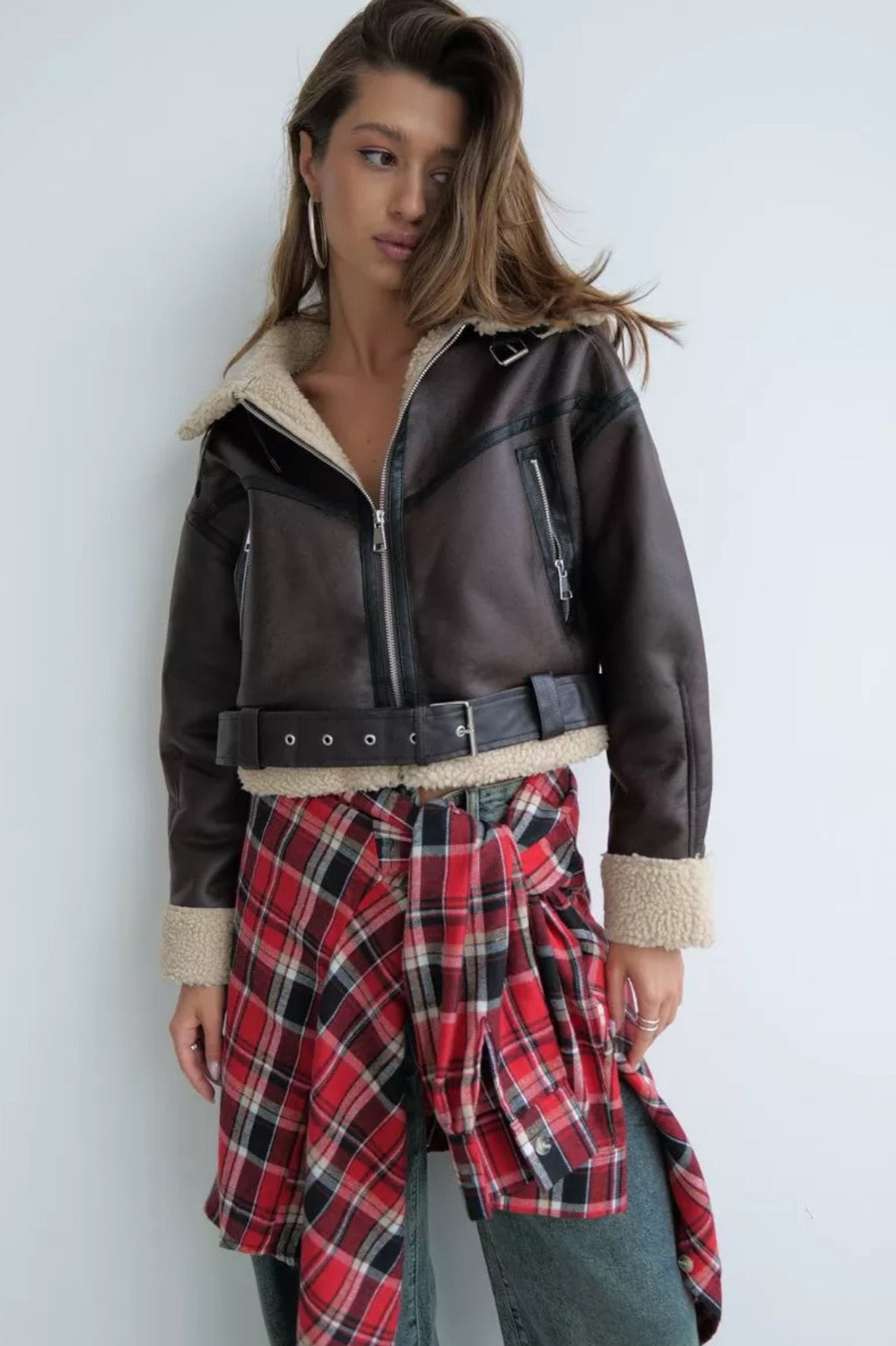 Vintage Sherpa Lapel Short Coat