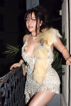 Printed Halter Tie Deep V Neck Mini Dress