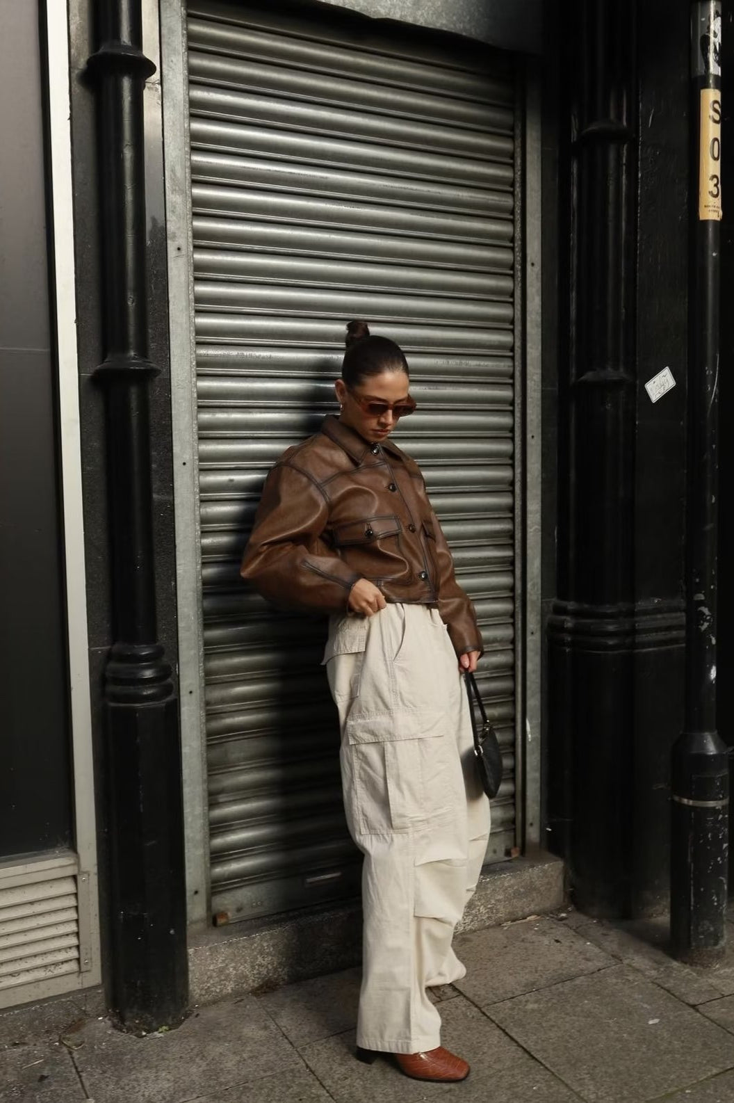Brown Vintage Faux Leather Coat