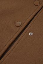 Stand Collar Melange Brown Wool Coat