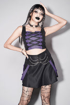 Colorblock Cami Top Chain High-Waisted Skirt Two Pieces Set