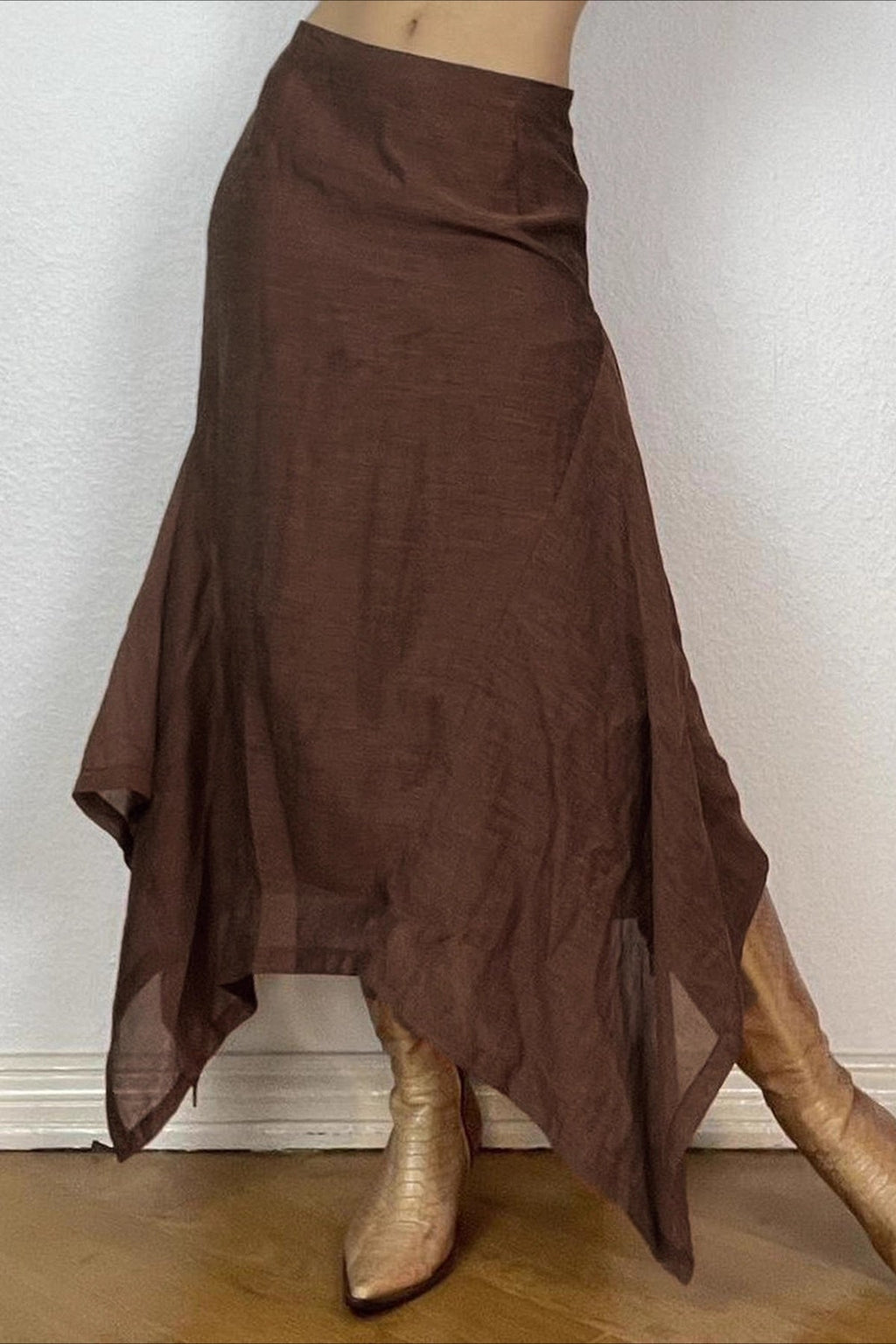 Solid Color Irregular Hem Maxi Skirt
