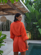 Long Sleeve Shirt Shorts Set Blouse