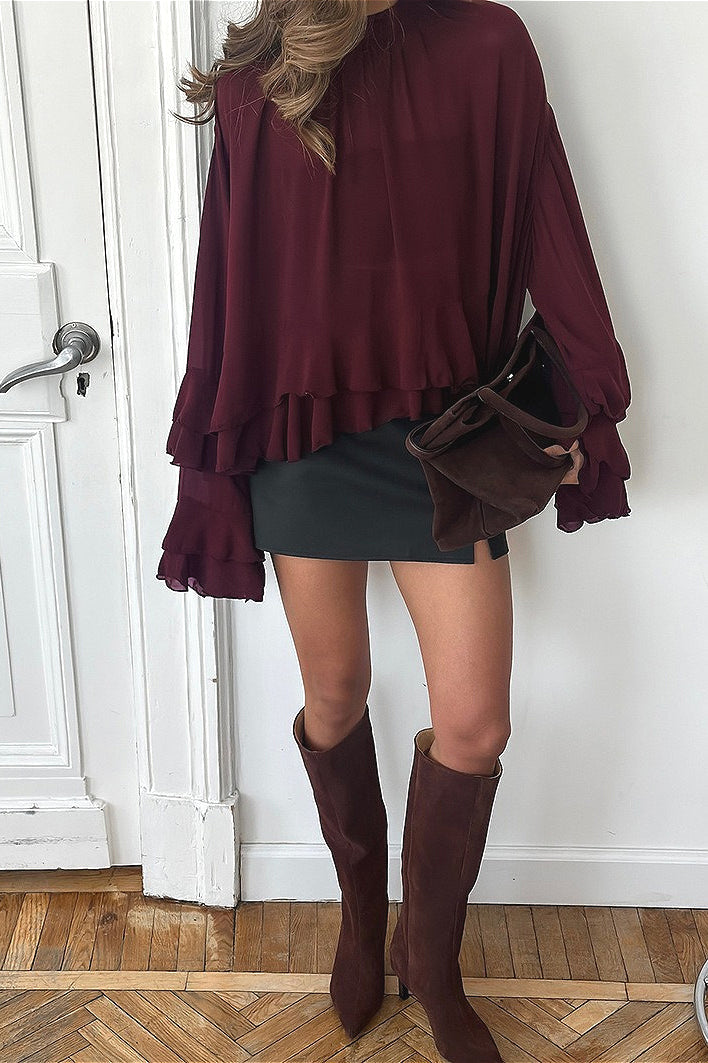 Vintage Ruffled Chiffon Blouse