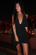 Polka Dot V-Neck A-Line Mini Dress