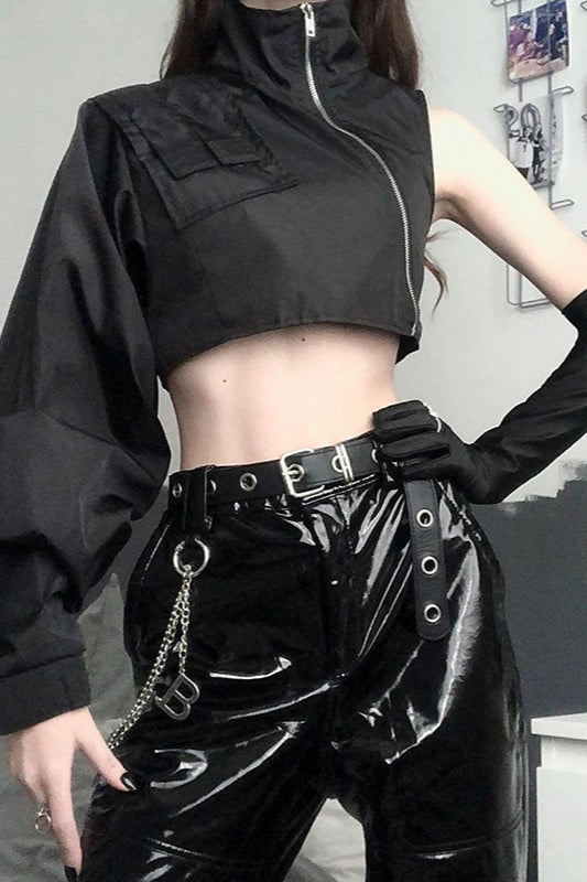 Trendy Cropped High Neck Hoodie