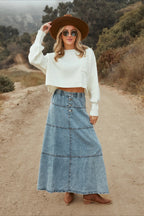 Layered Denim A-Line Skirt