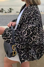 Animal Print Cotton Casual Coat