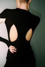 Solid Color Cut Out Long Sleeve Bodycon Mini Dress