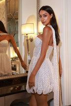 Polka Dot Strapless Backless Bodycon Mini Dress