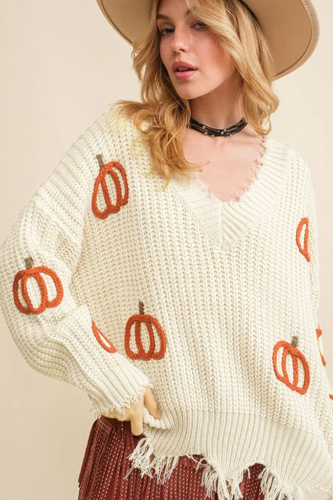 Halloween Drop Shoulder Knit Sweater