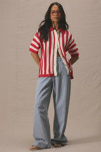 Striped V-neck Colorblock Knit Sweater