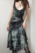 Vintage Gothic Ombre Floral Maxi Dress