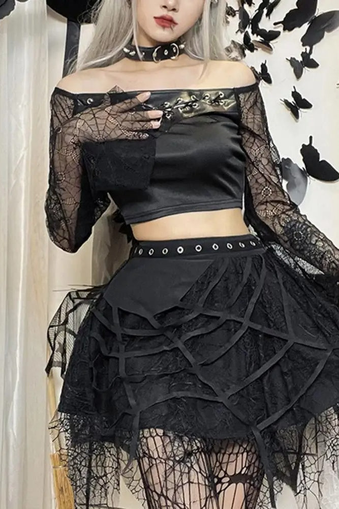 Halloween Spiderweb Tassel Skirt