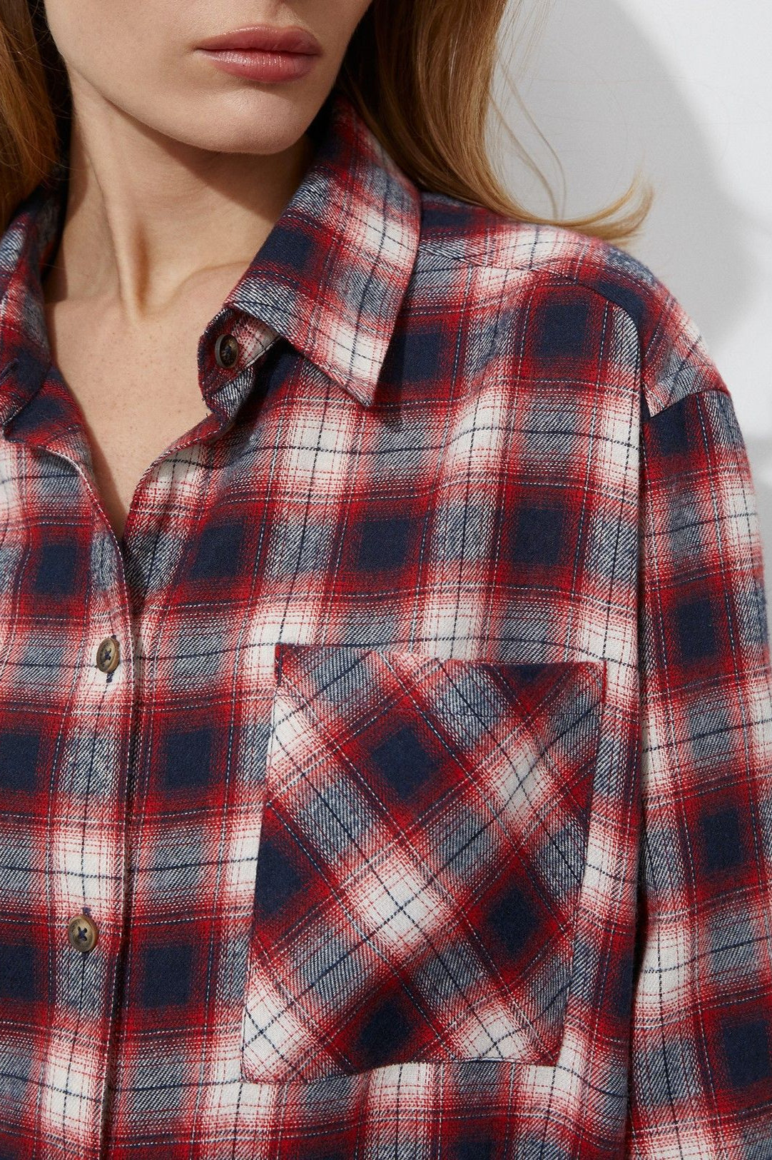 Cotton Plaid Oversized Shirt  Blouse