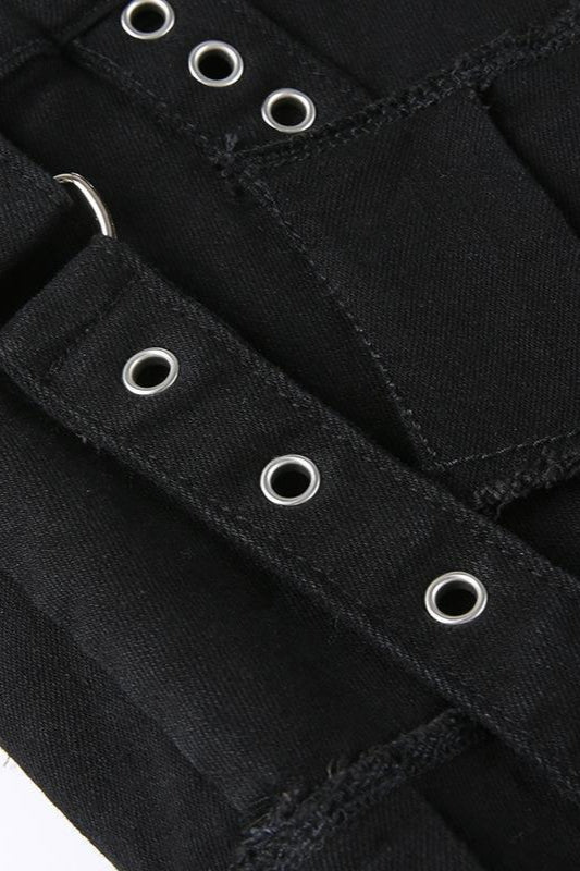 Punk Metal Trim Low Waist Skirt