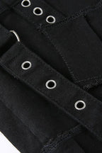 Punk Metal Trim Low Waist Skirt