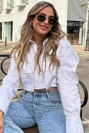 Polo Collar Trench Fabric Shirt Coat