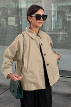 French Khaki Utility Trench Coat