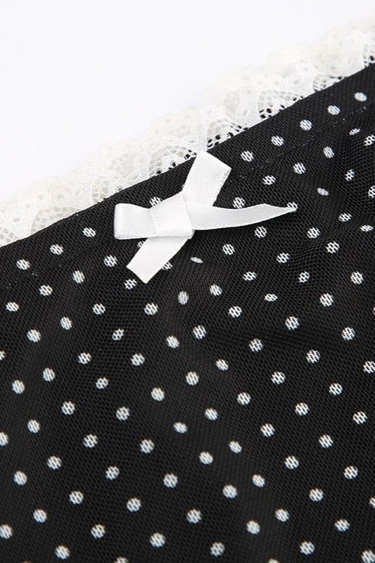 Lace Trim Polka Dot Bodycon Skirt
