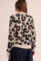 Retro Colorblock Leopard Cardigan