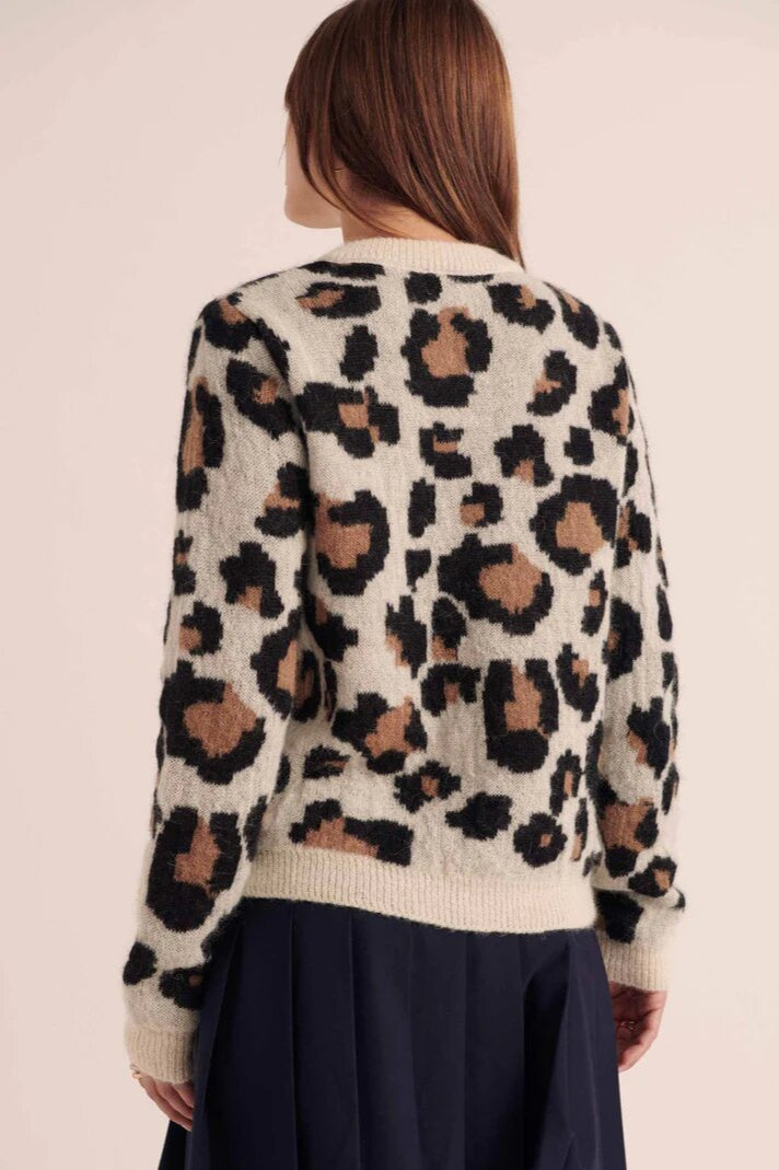 Retro Colorblock Leopard Cardigan