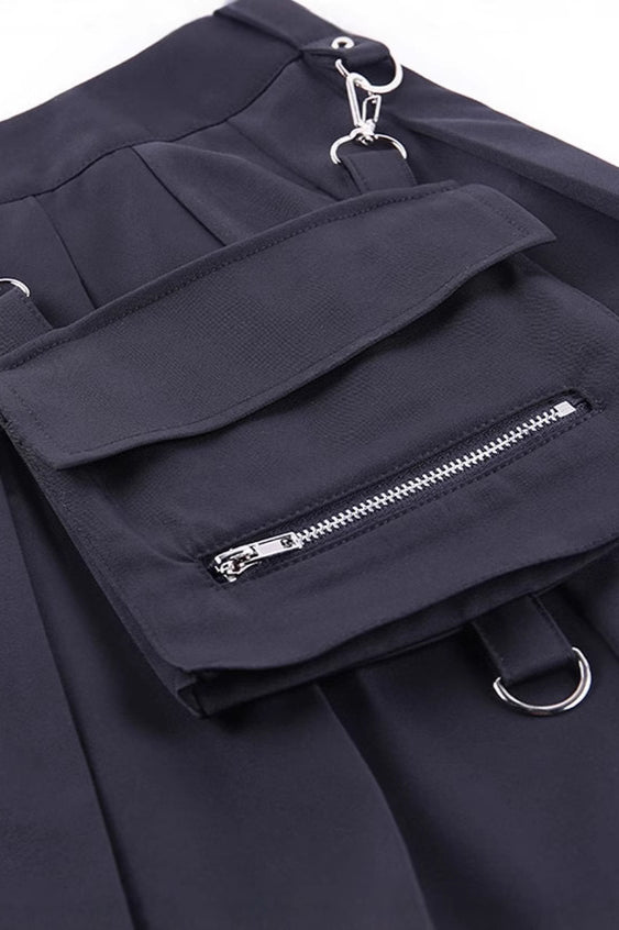High Waist Cargo Pleat Skirt