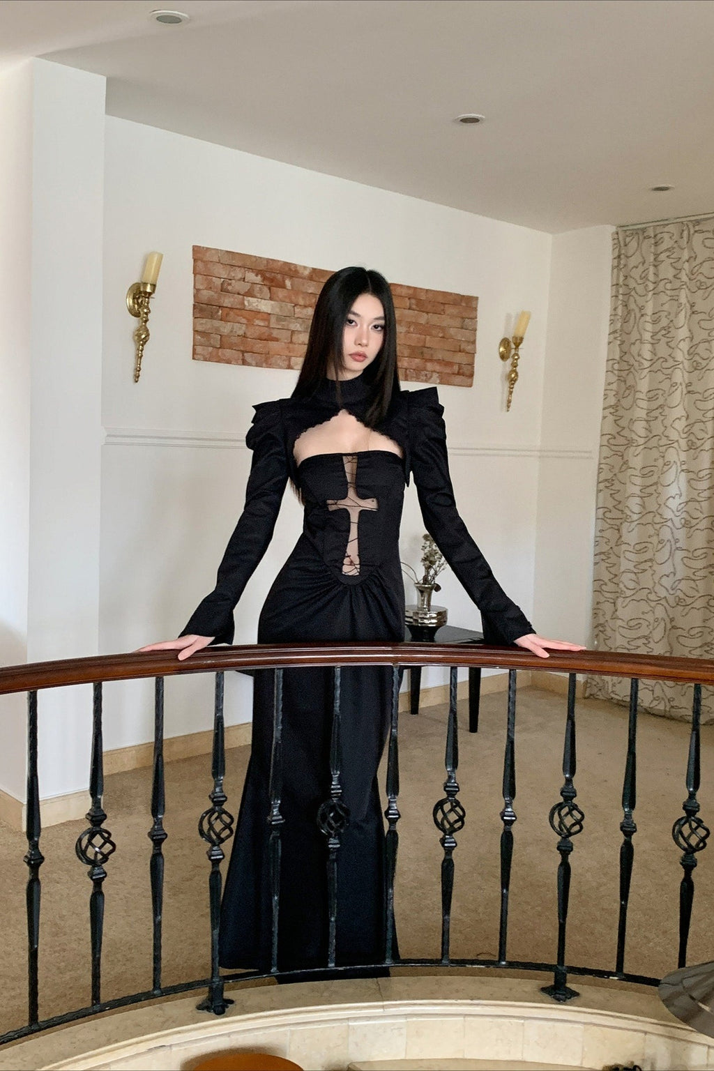 Spider Web Cutout Halloween Dress