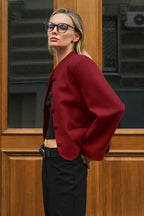 Elegant Red Wool Blazer Jacket